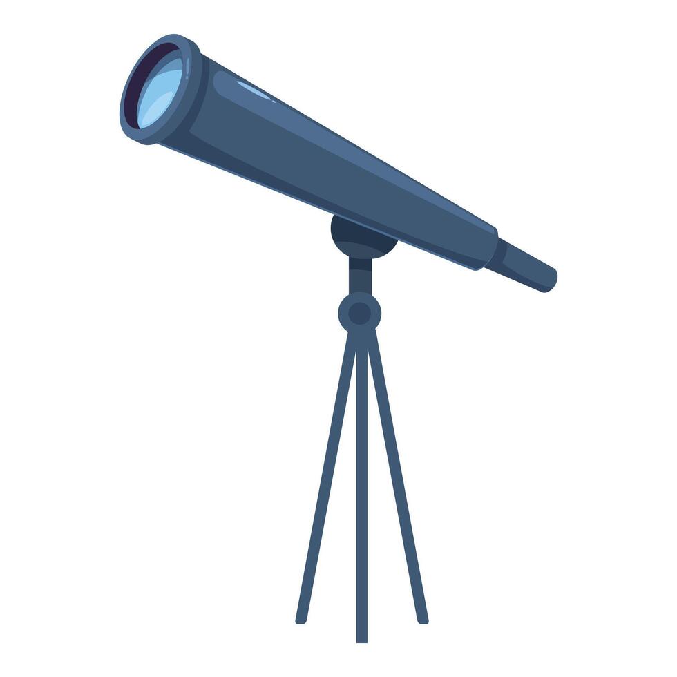 Telescope standing on tripod observing stars in night sky vector