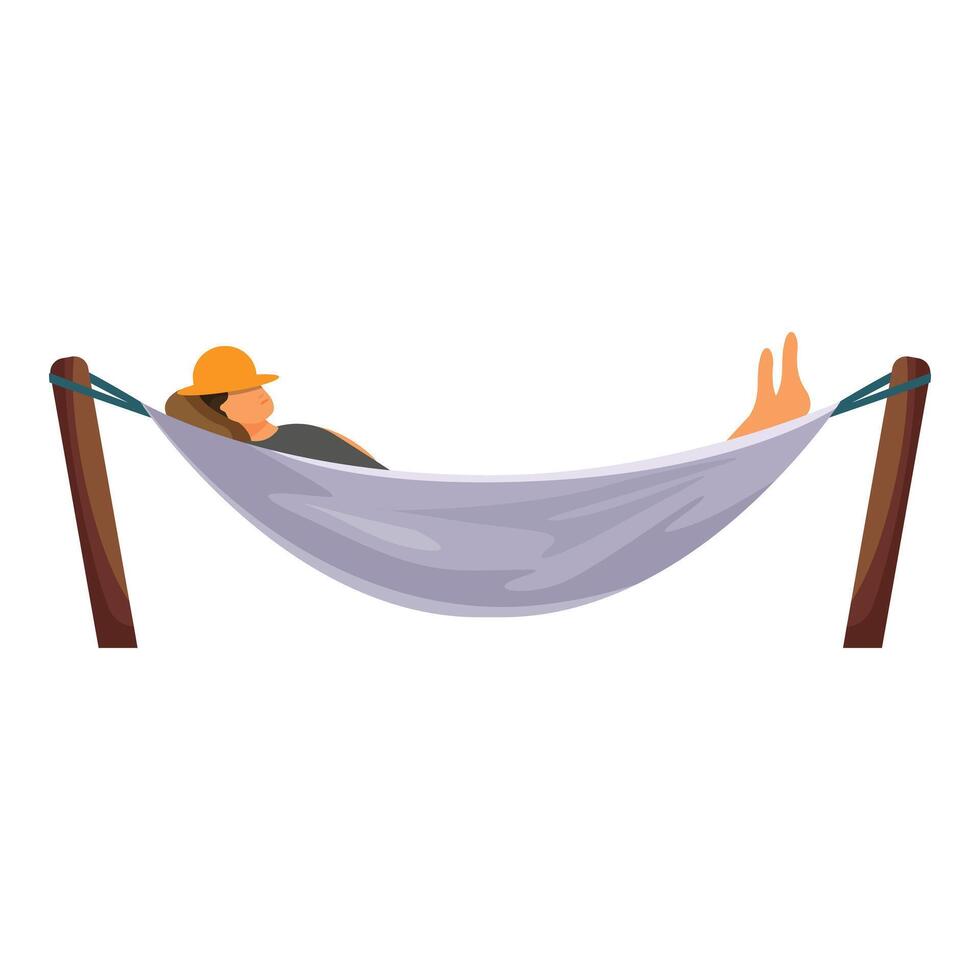 Construction worker relaxing in hammock after work vector