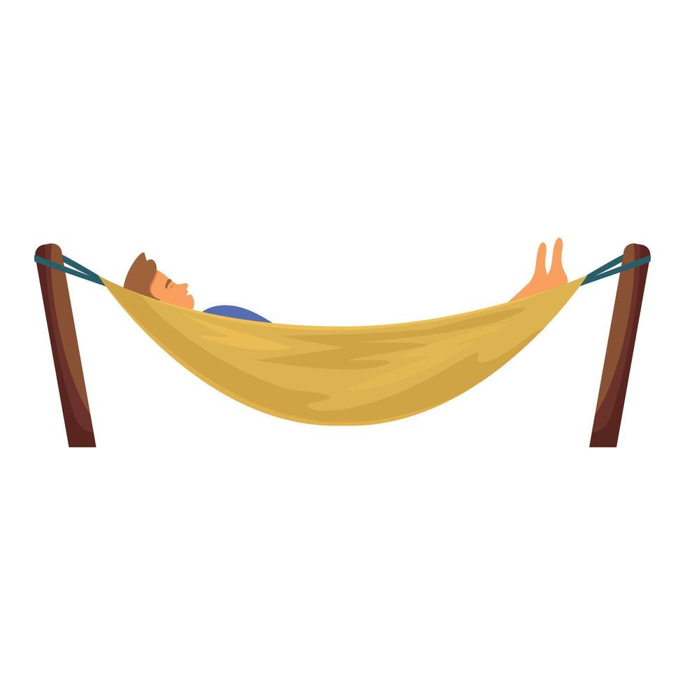 Young man relaxing lying in comfortable hammock vector