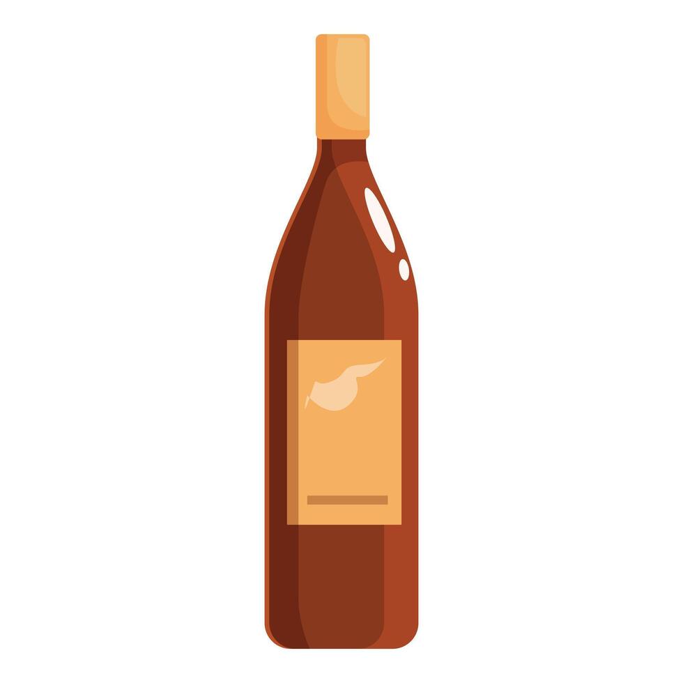 Brown glass wine bottle standing with blank label for branding vector