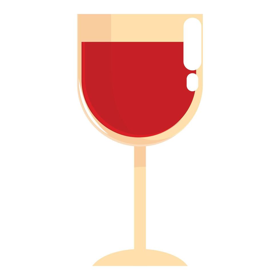 Wine glass full of red wine standing on thin stem vector