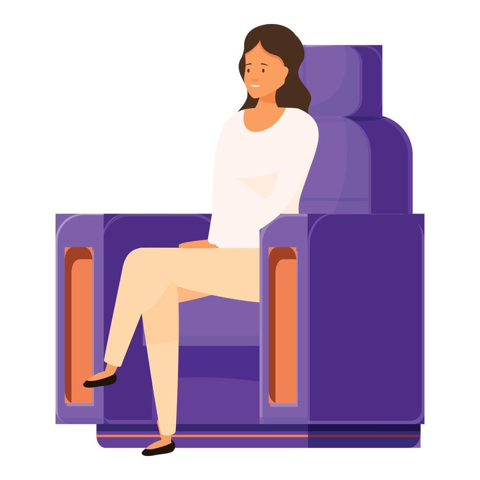 Young woman relaxing sitting on futuristic chair vector