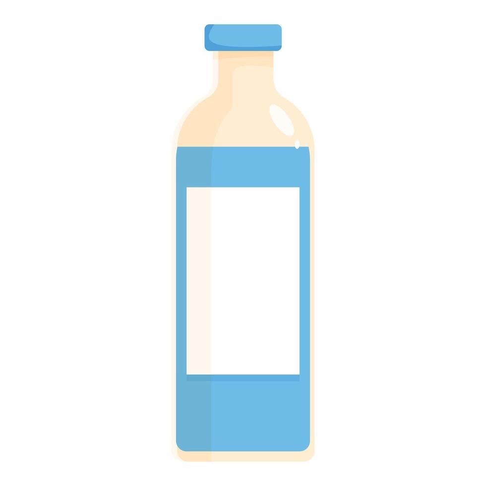 Blue glass bottle containing refreshing liquid with blank label for branding vector