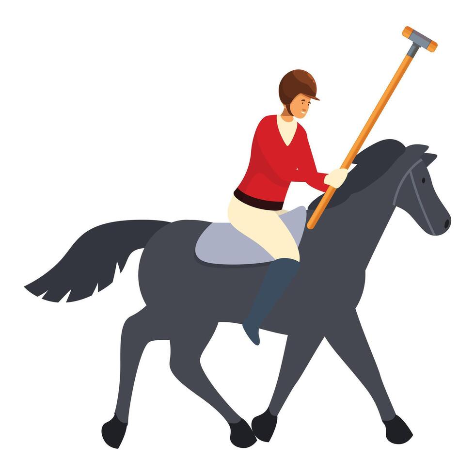 Professional polo player riding horse and holding mallet during match vector