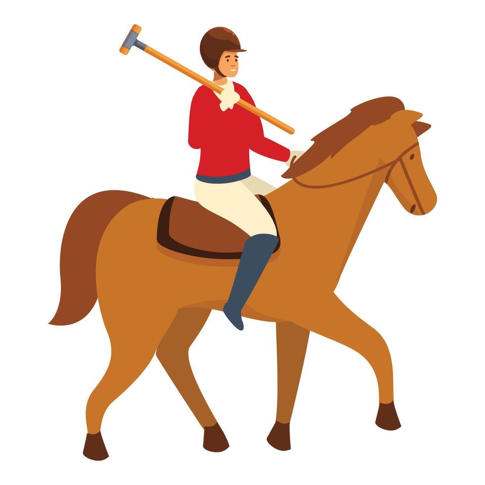 Professional horseman riding horse and holding polo stick vector