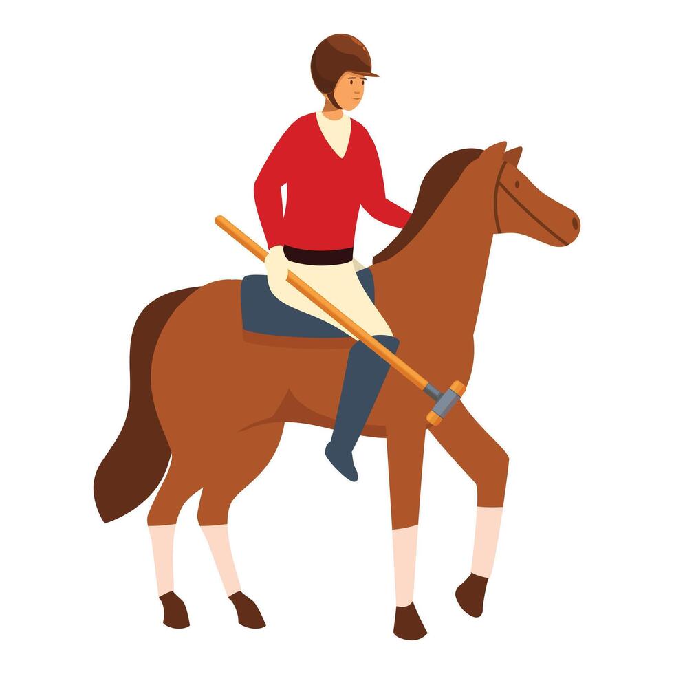 Professional polo player riding a horse and holding a mallet during a match vector