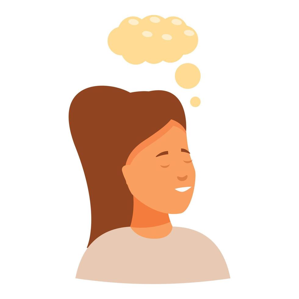 Young woman is thinking with speech bubble, generating new ideas vector