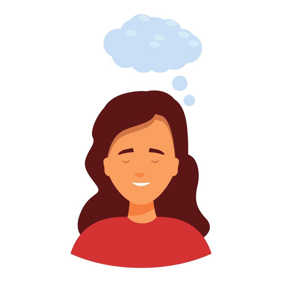Young woman is dreaming with closed eyes and a thought bubble above her head vector