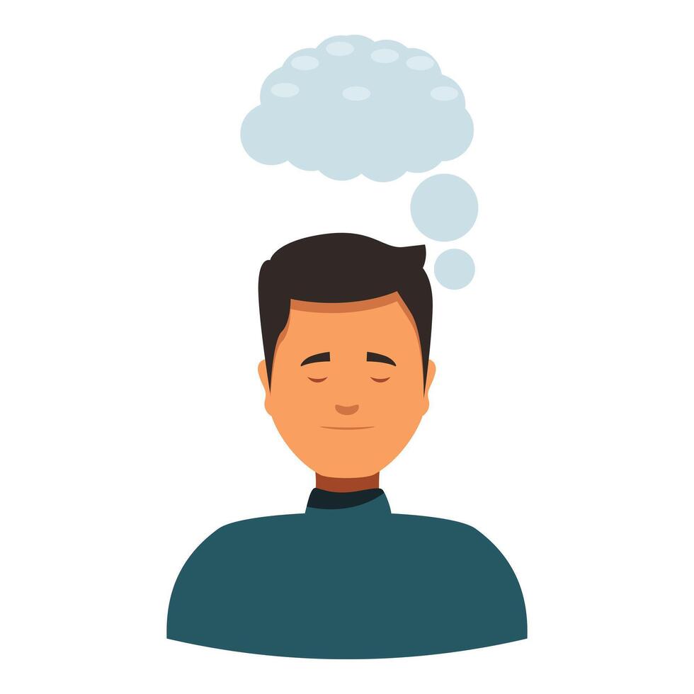 Thoughtful businessman dreaming with closed eyes and think bubble vector