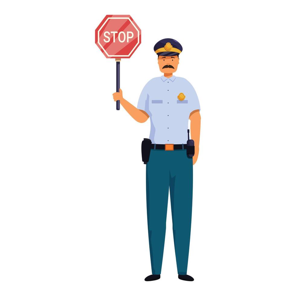 Police officer holding stop sign is asking to stop vector