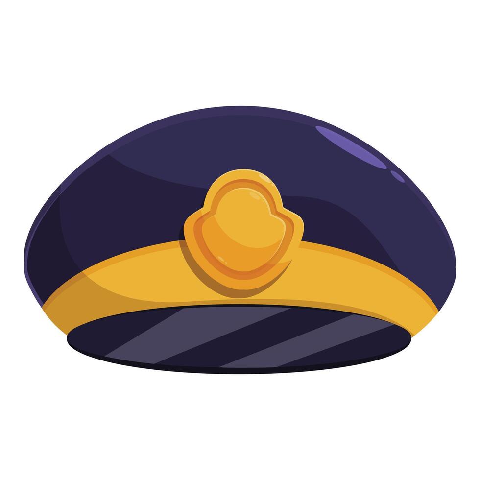 Blue police hat with golden badge lying on white background vector