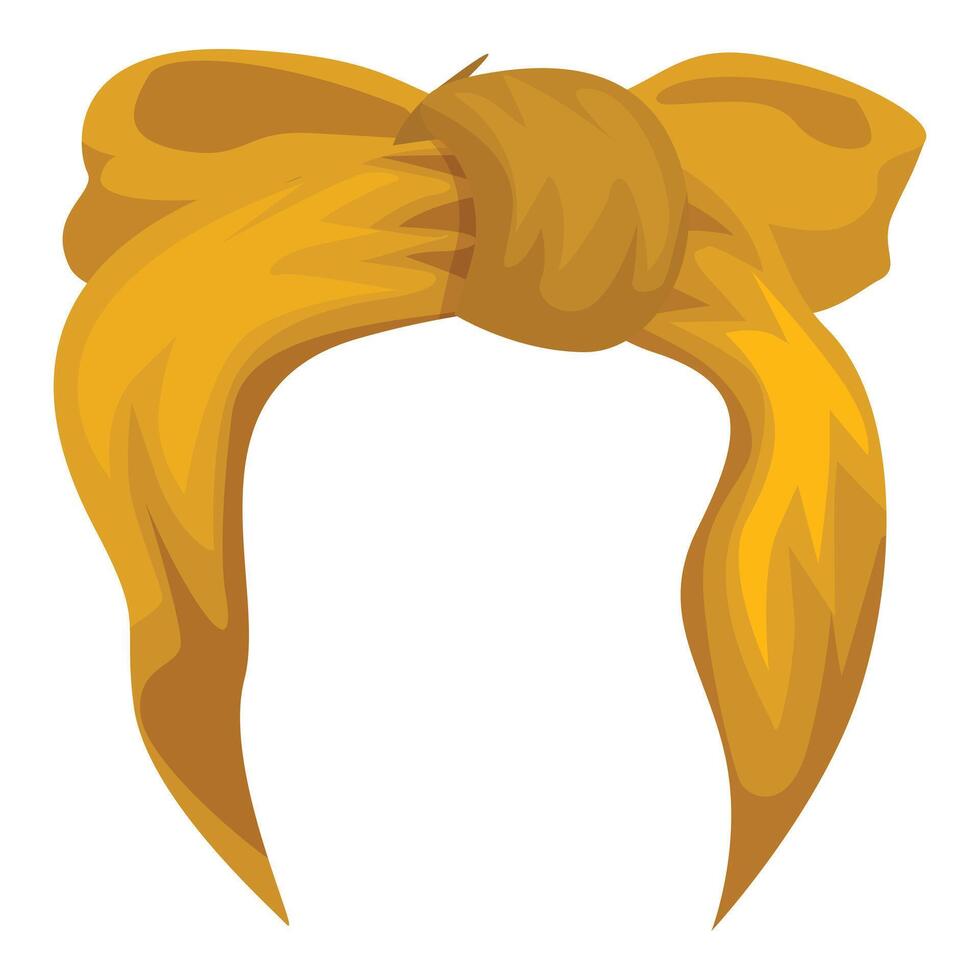 Yellow headscarf tied in a knot with a bow on top, side view vector