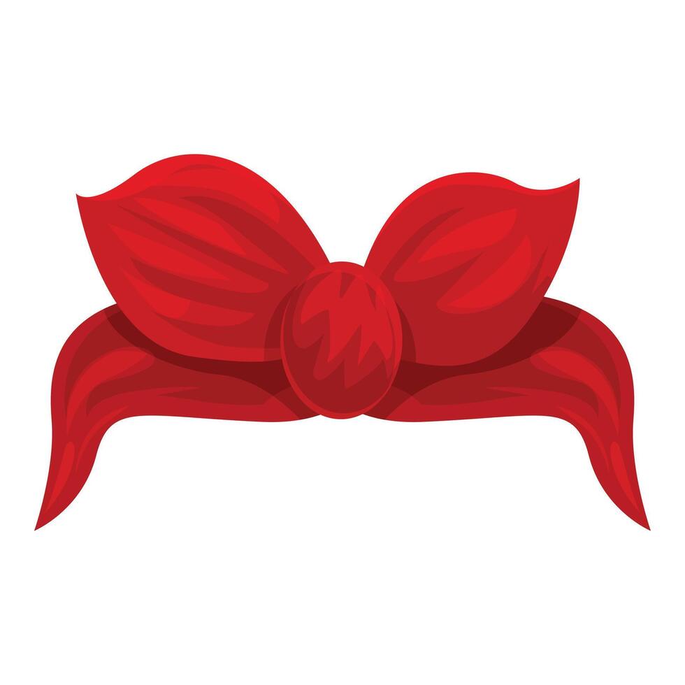 Red silk ribbon bow knot tied around headband vector