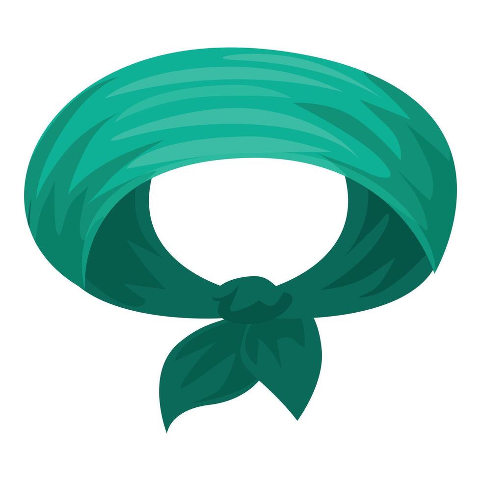 Green headscarf folded and tied for wearing on head vector