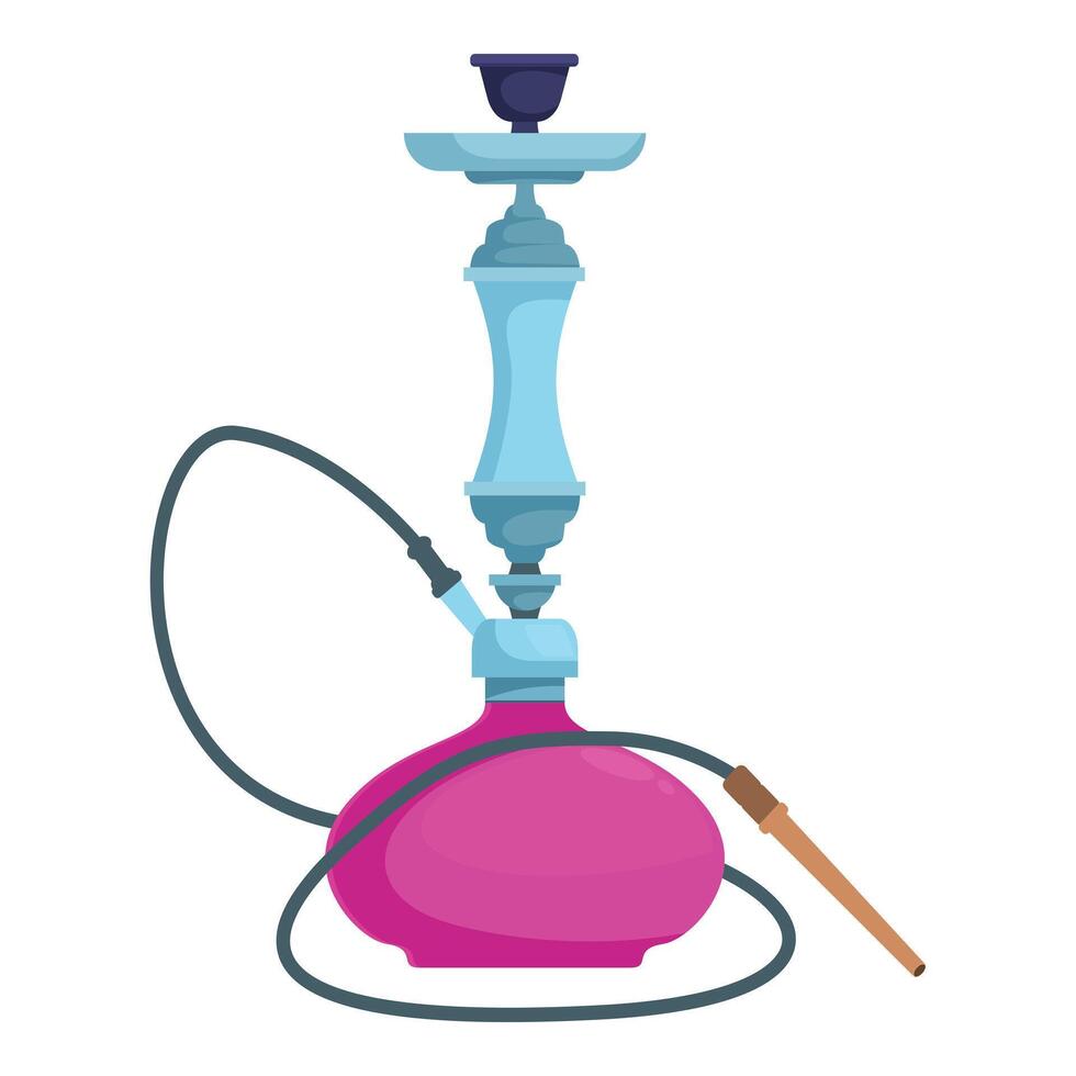 Pink hookah with long tube standing on white background vector