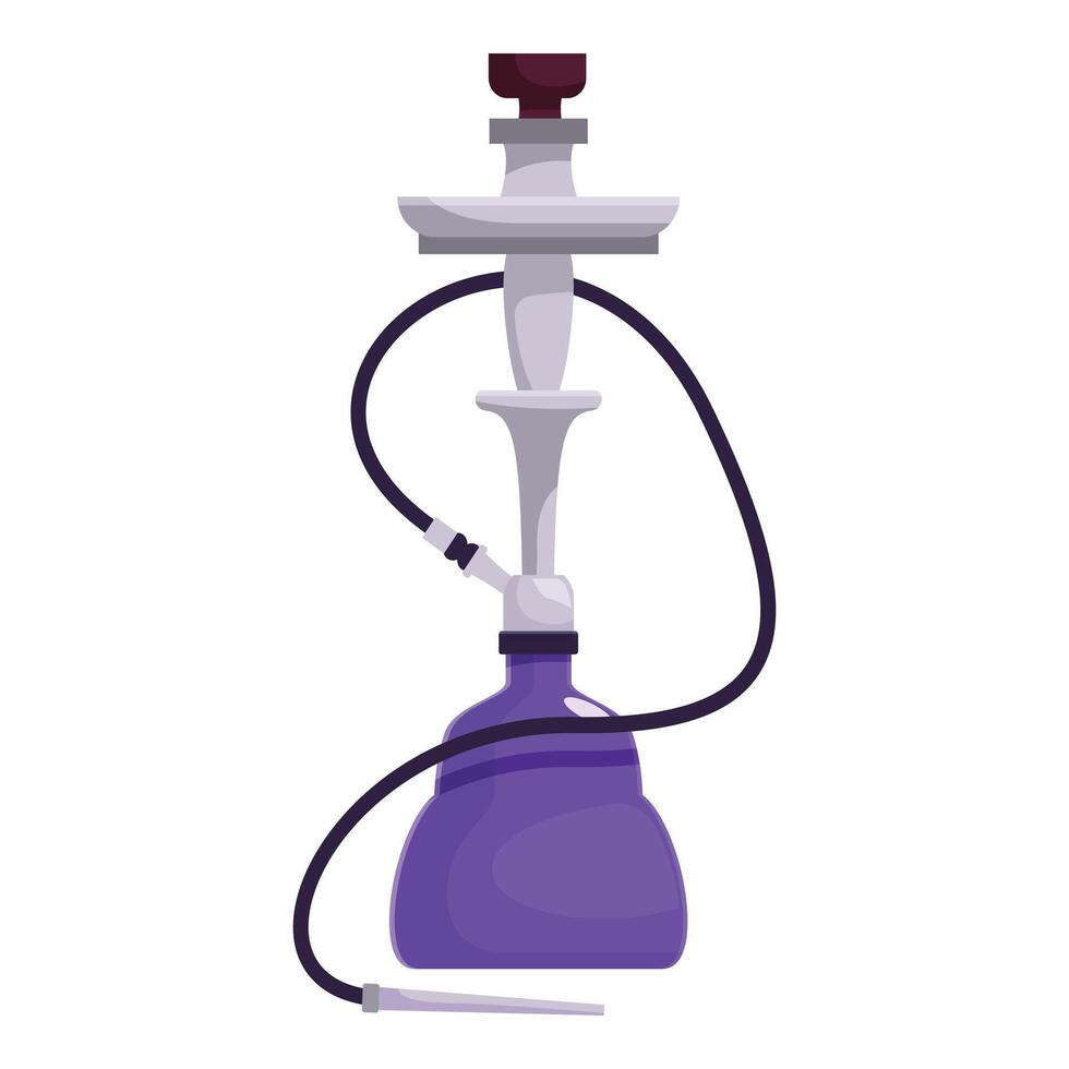 Traditional violet waterpipe standing on white background vector