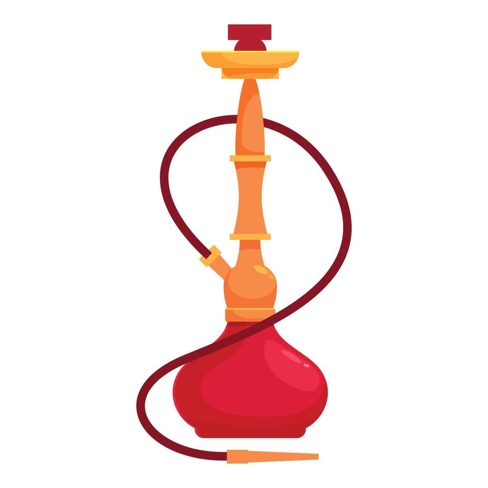 Red and gold hookah standing on white background vector