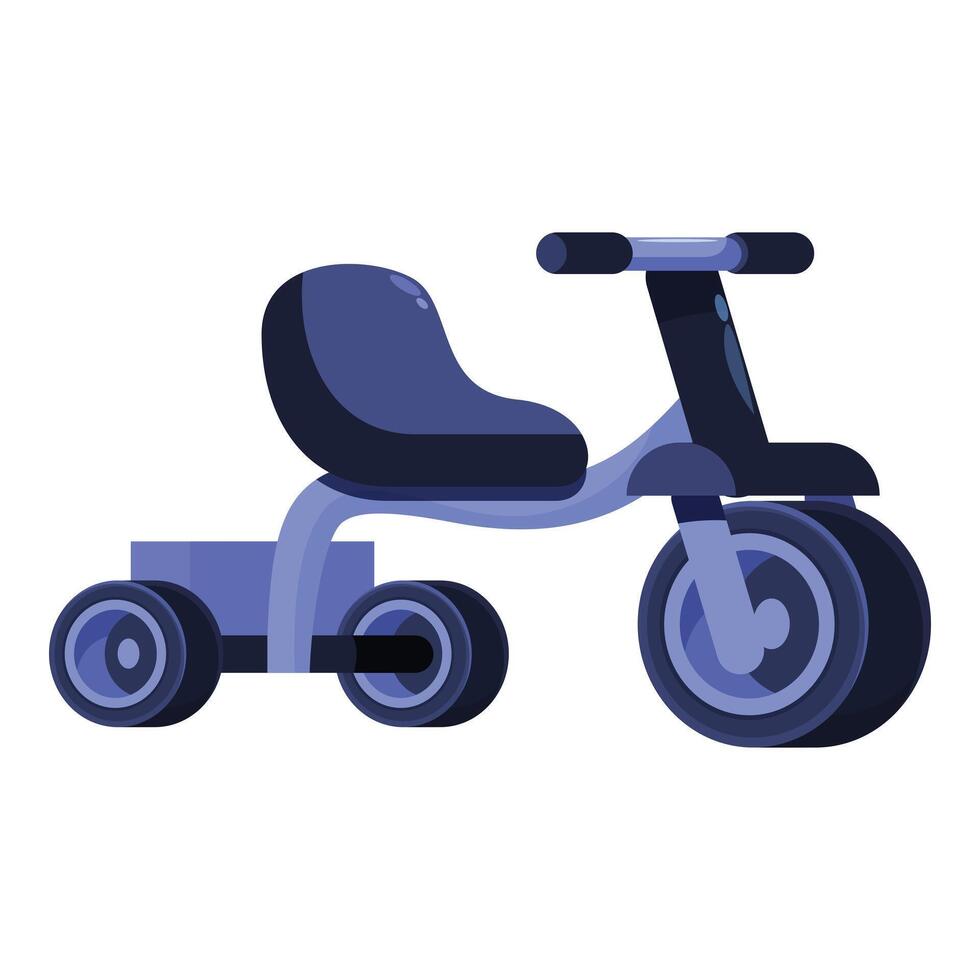 Blue tricycle with four wheels standing still vector