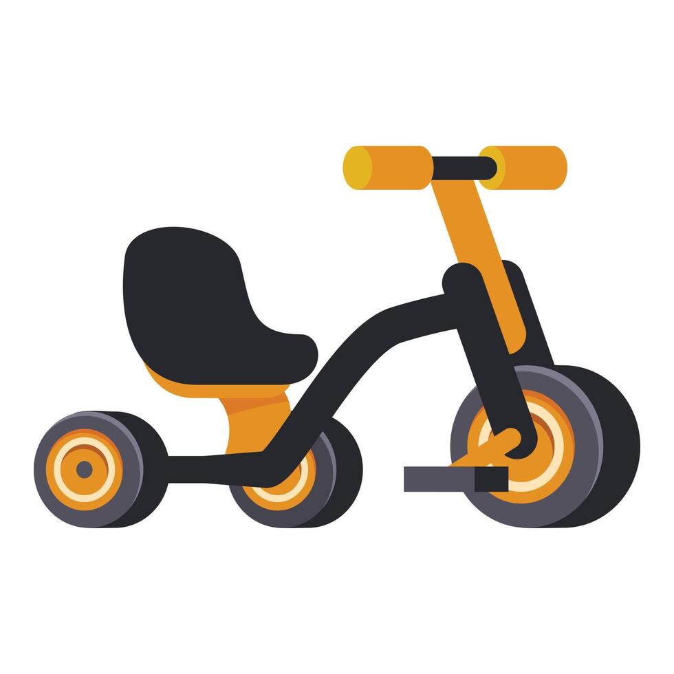 Yellow and black tricycle standing on white background vector