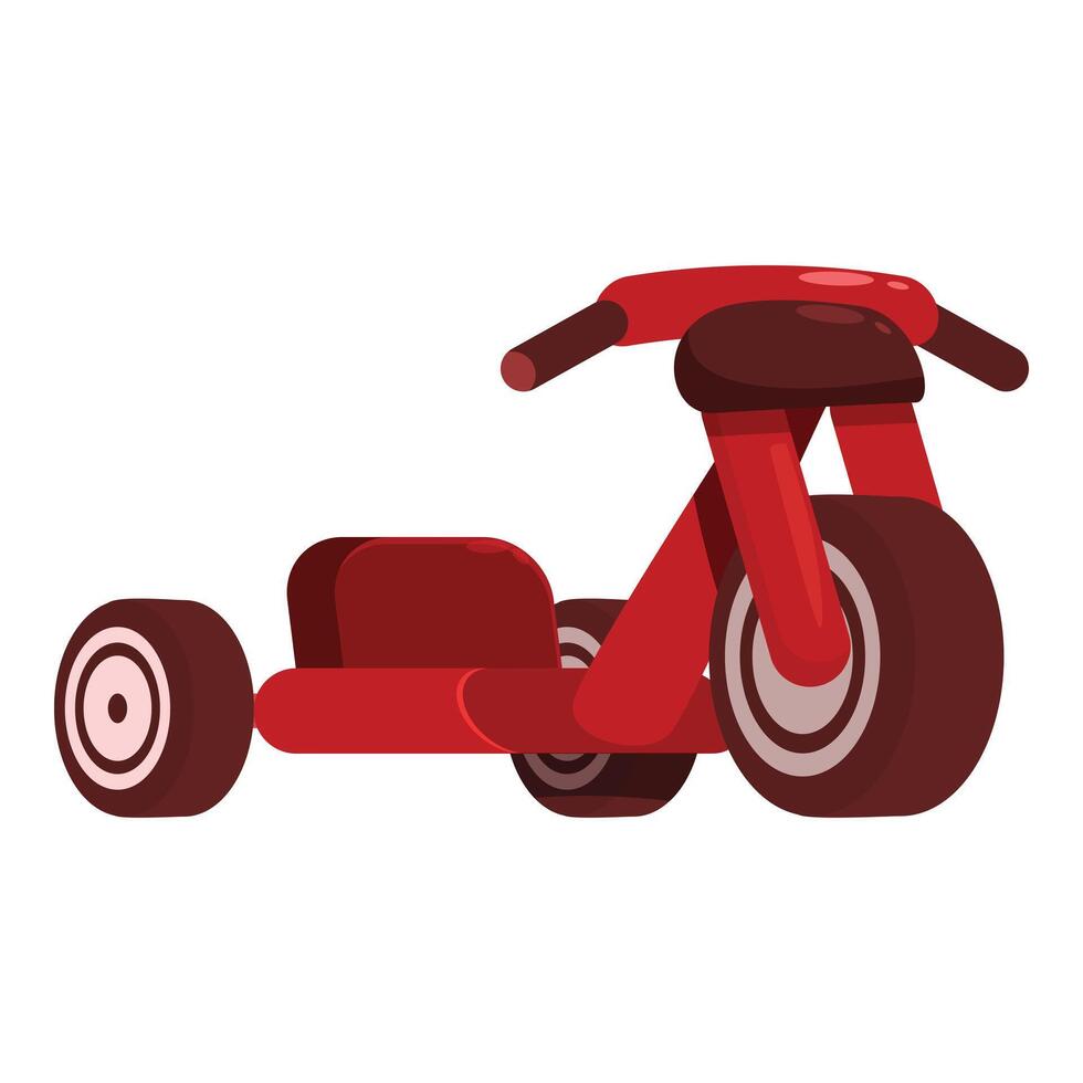 Red three wheeled big wheel toy tricycle sitting still vector