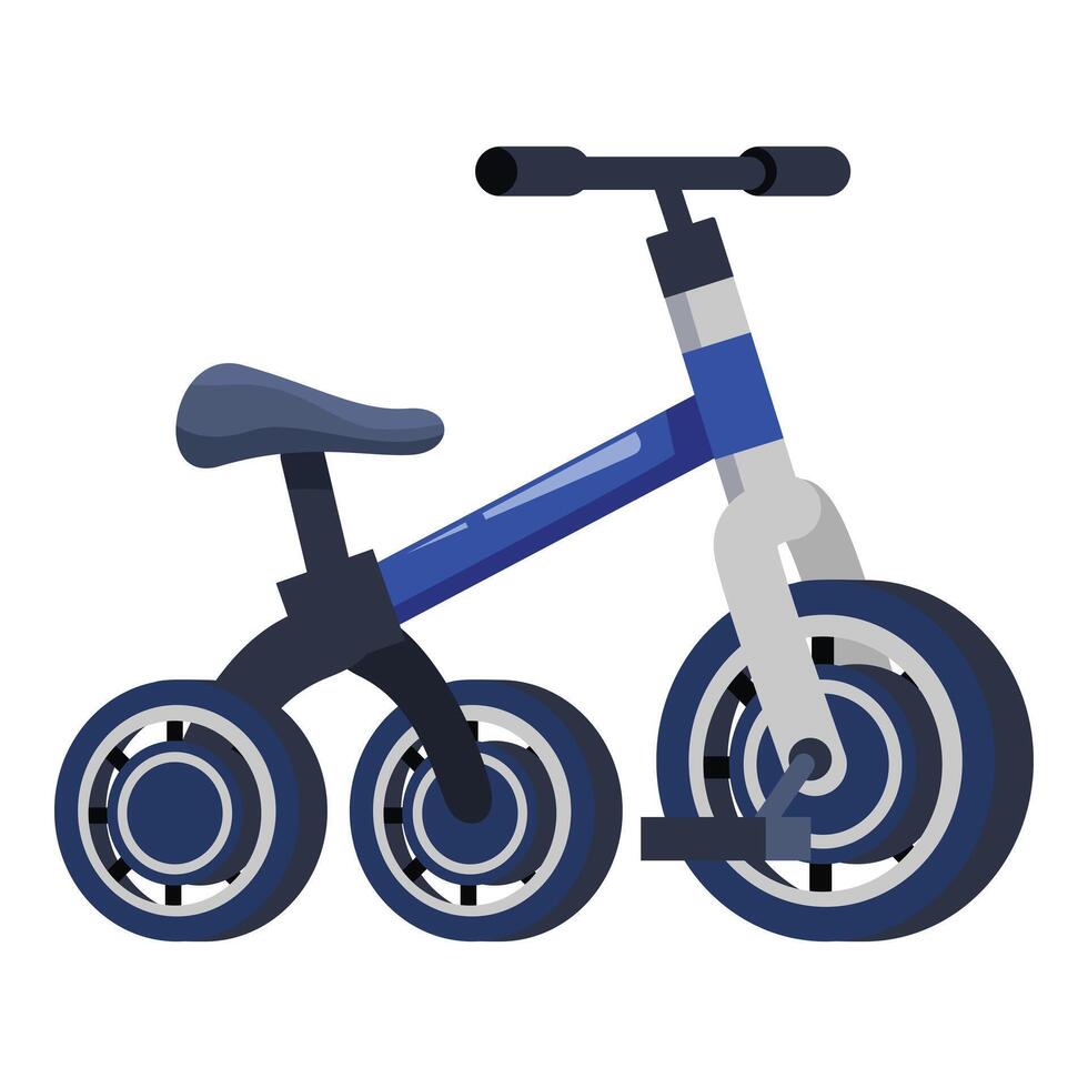 Blue balance bike standing on white background for toddlers vector