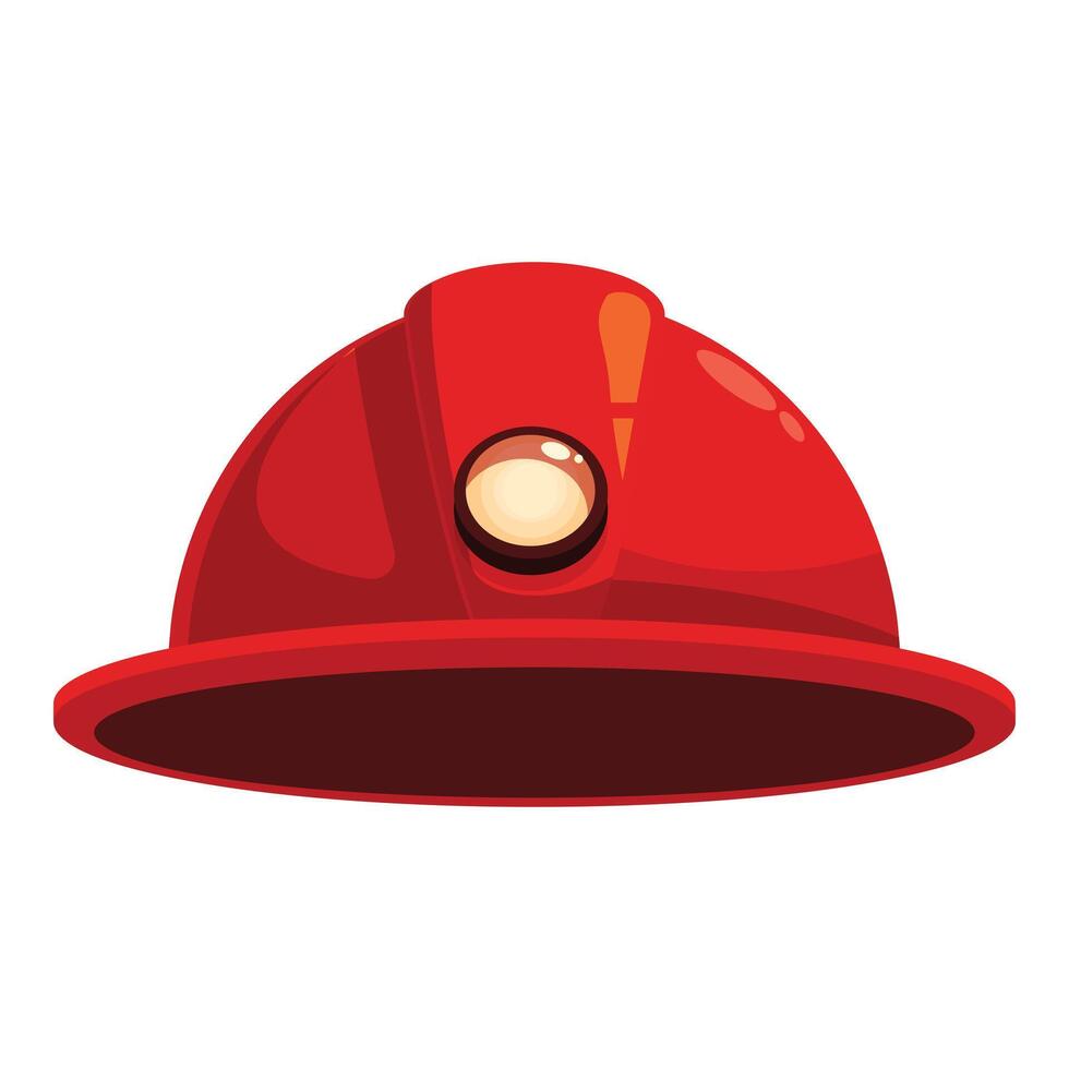 Red mining helmet providing illumination in the dark vector