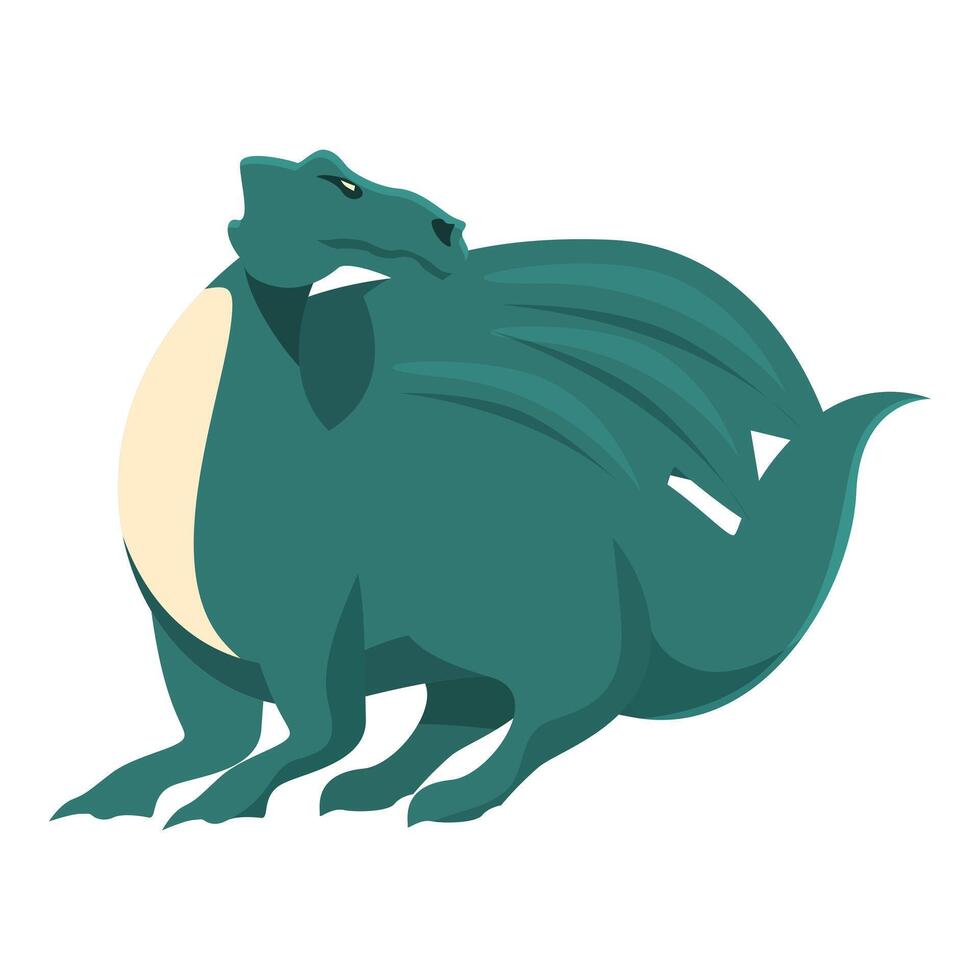Green wyvern dragon sitting looking backwards vector