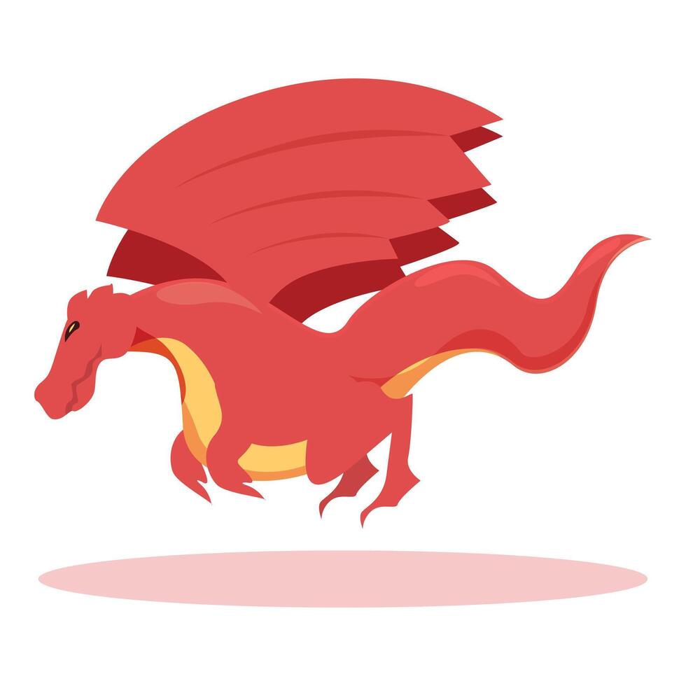 Red dragon flying and spreading its wings vector