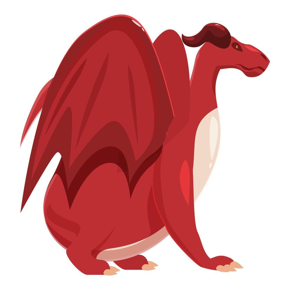 Red fantasy dragon sitting and spreading its wings vector