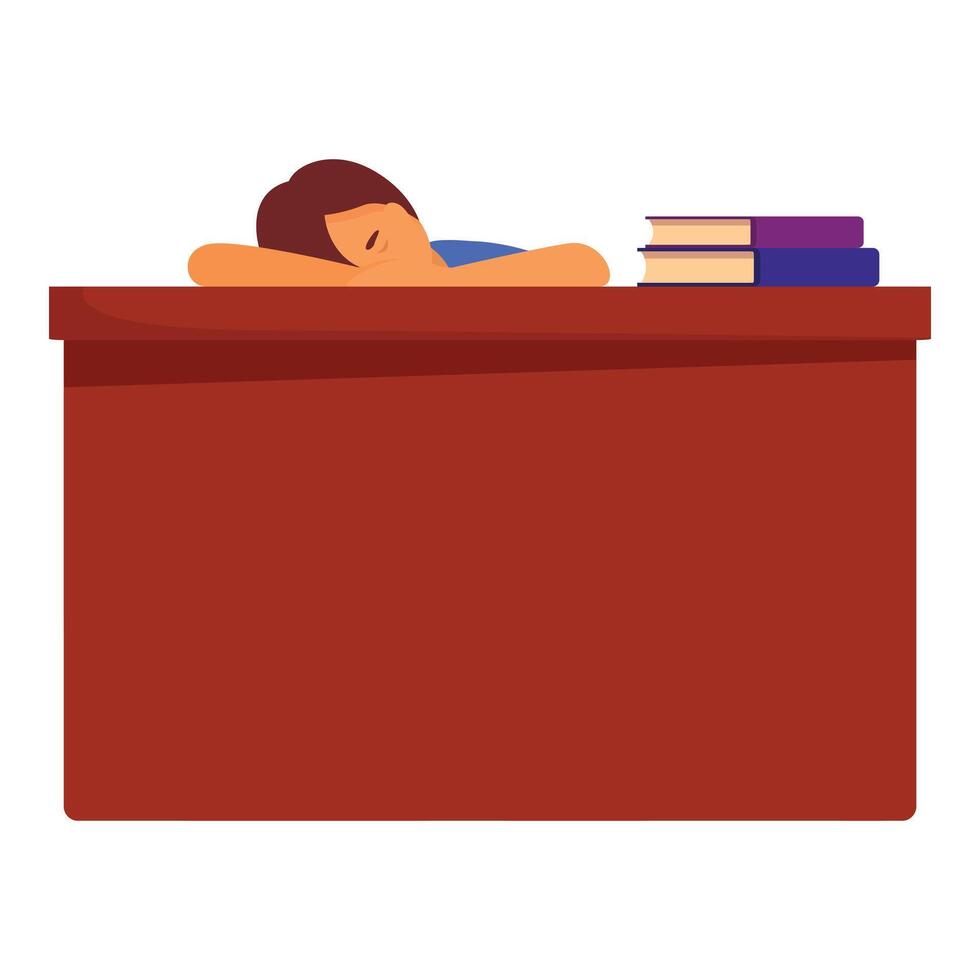 Tired student sleeping on desk with books nearby vector