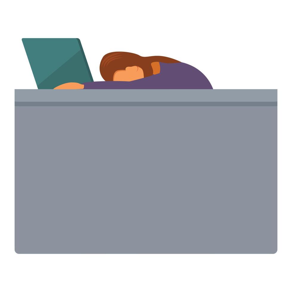 Tired office worker sleeping at workplace desk vector