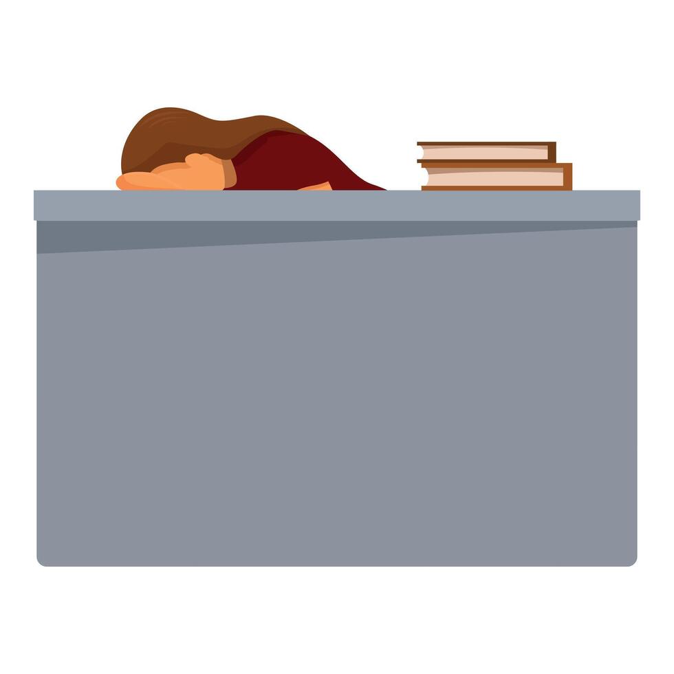 Young woman student sleeping on desk at school vector