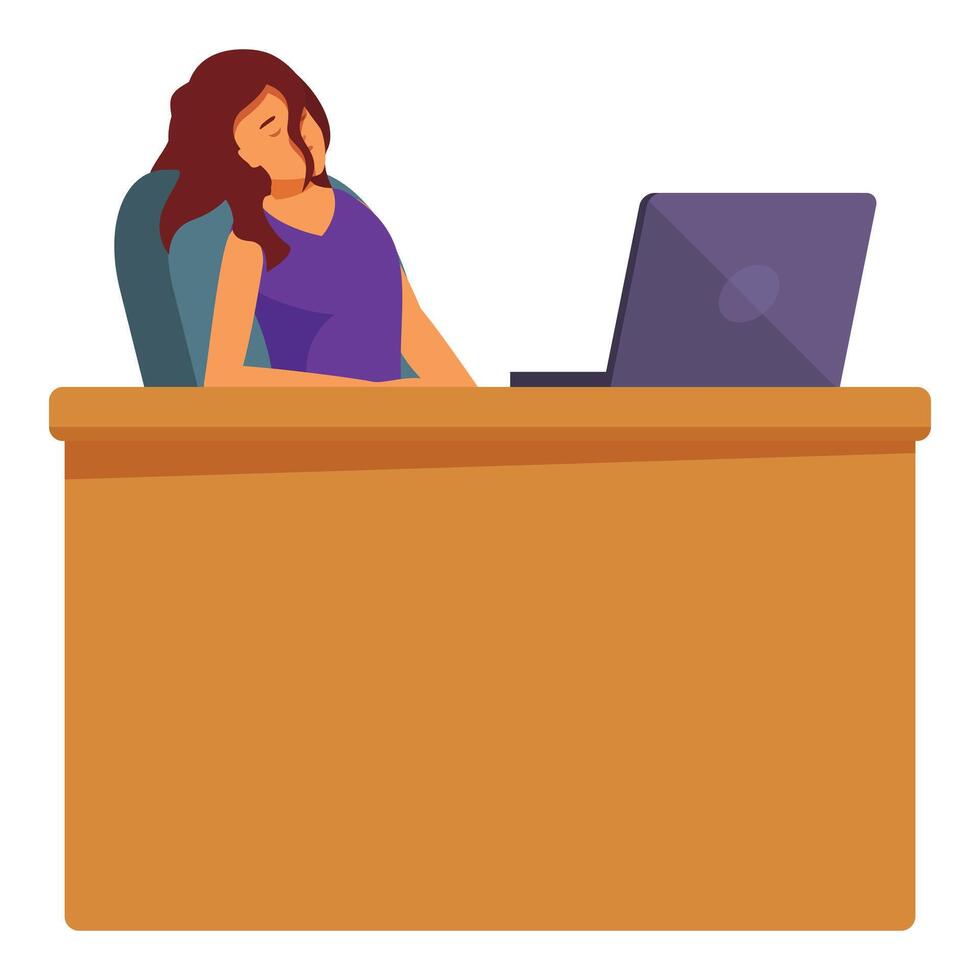 Office worker sleeping at desk with laptop computer vector