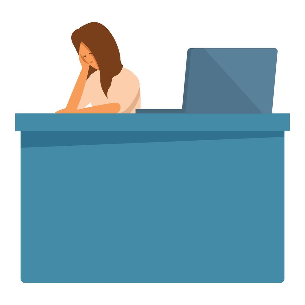 Woman is suffering from a headache at work vector