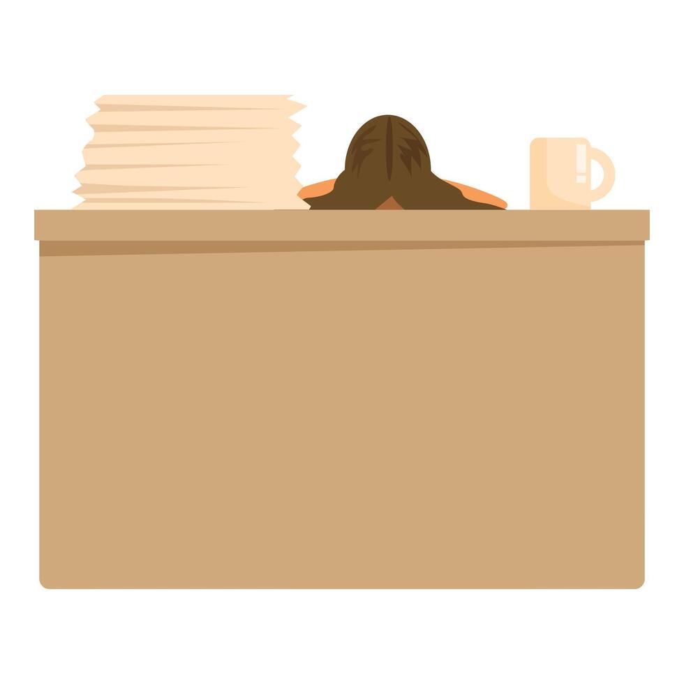 Office worker hiding under desk taking break from work vector
