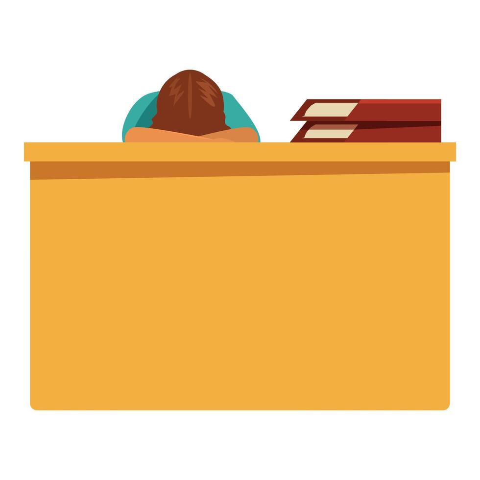 Office worker is sleeping at his desk, tired from overwork vector