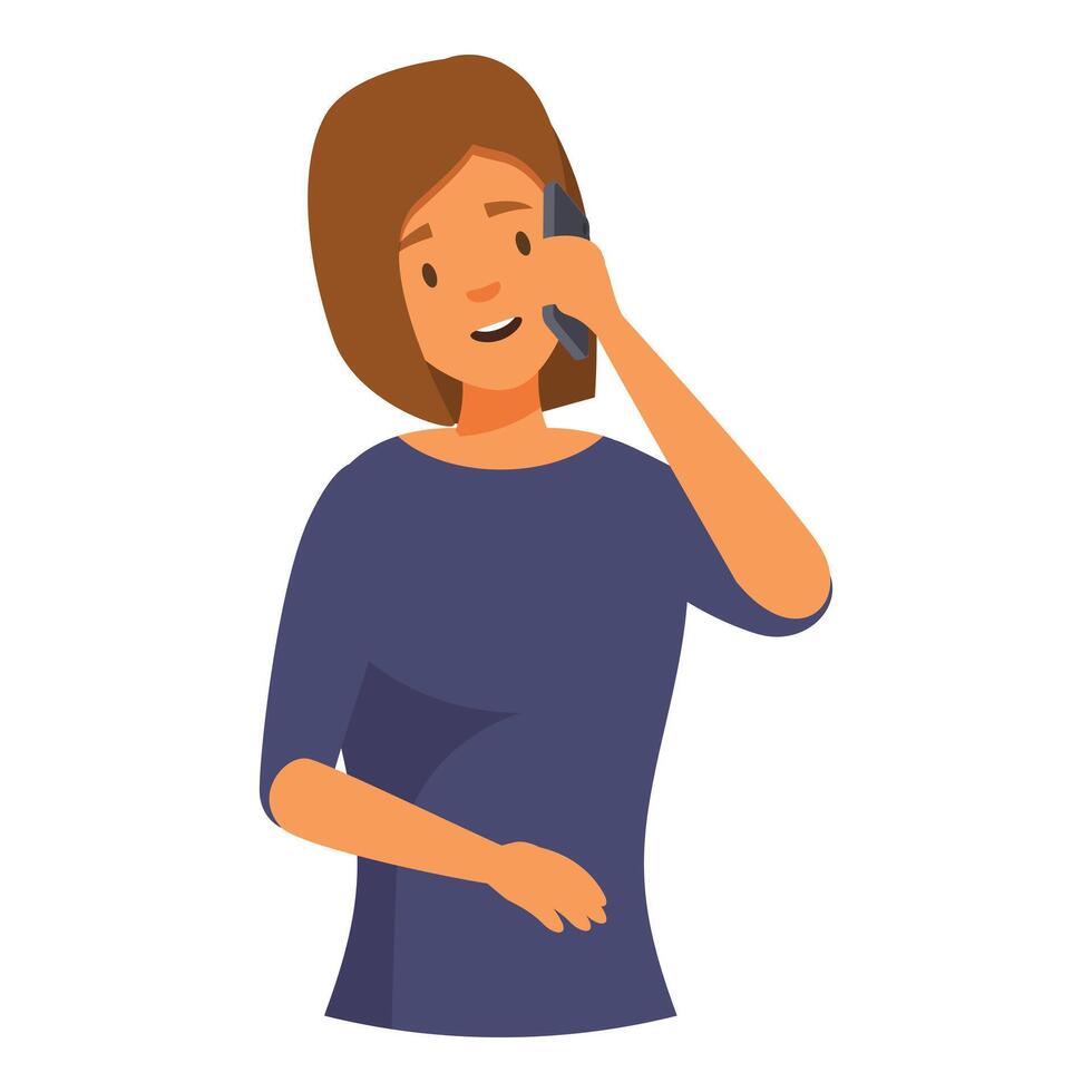 Young woman speaking on the phone with a pleased expression vector