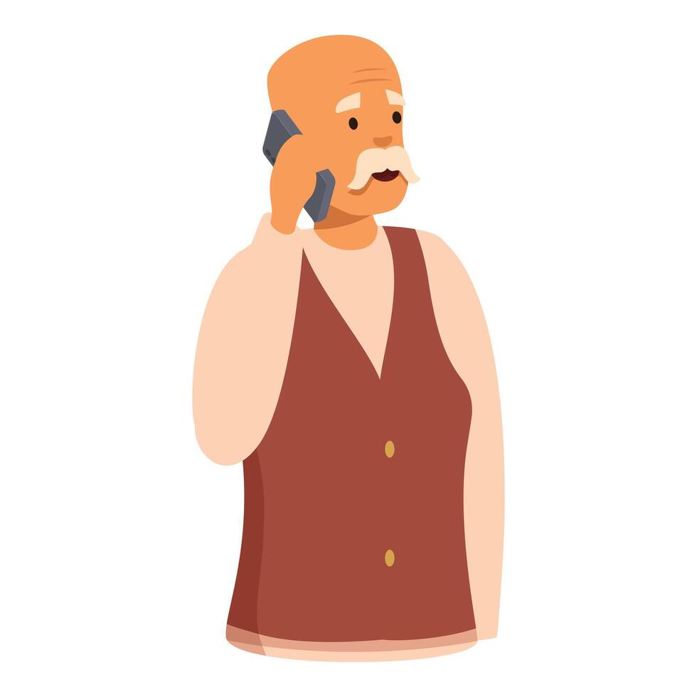 Surprised senior man talking on the phone vector