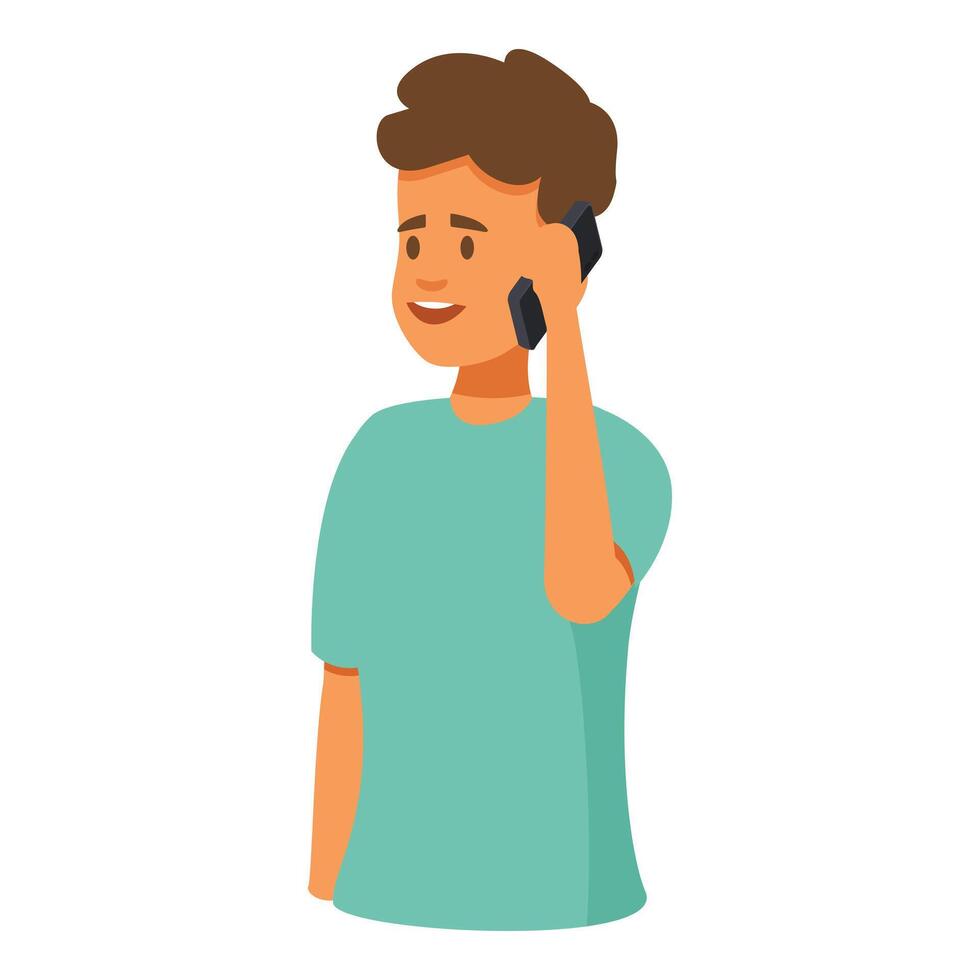Young man talking on the phone with a smile vector