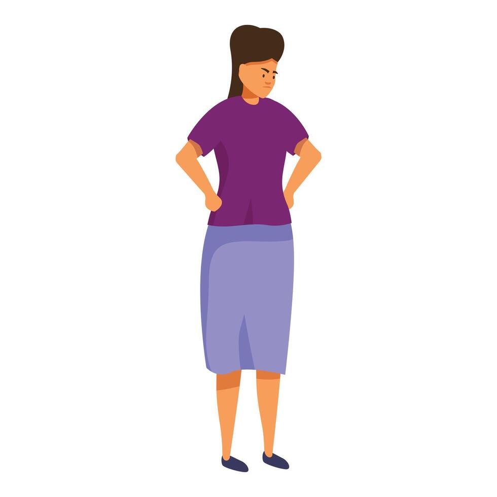 Young woman standing with hands on hips is angry and upset vector