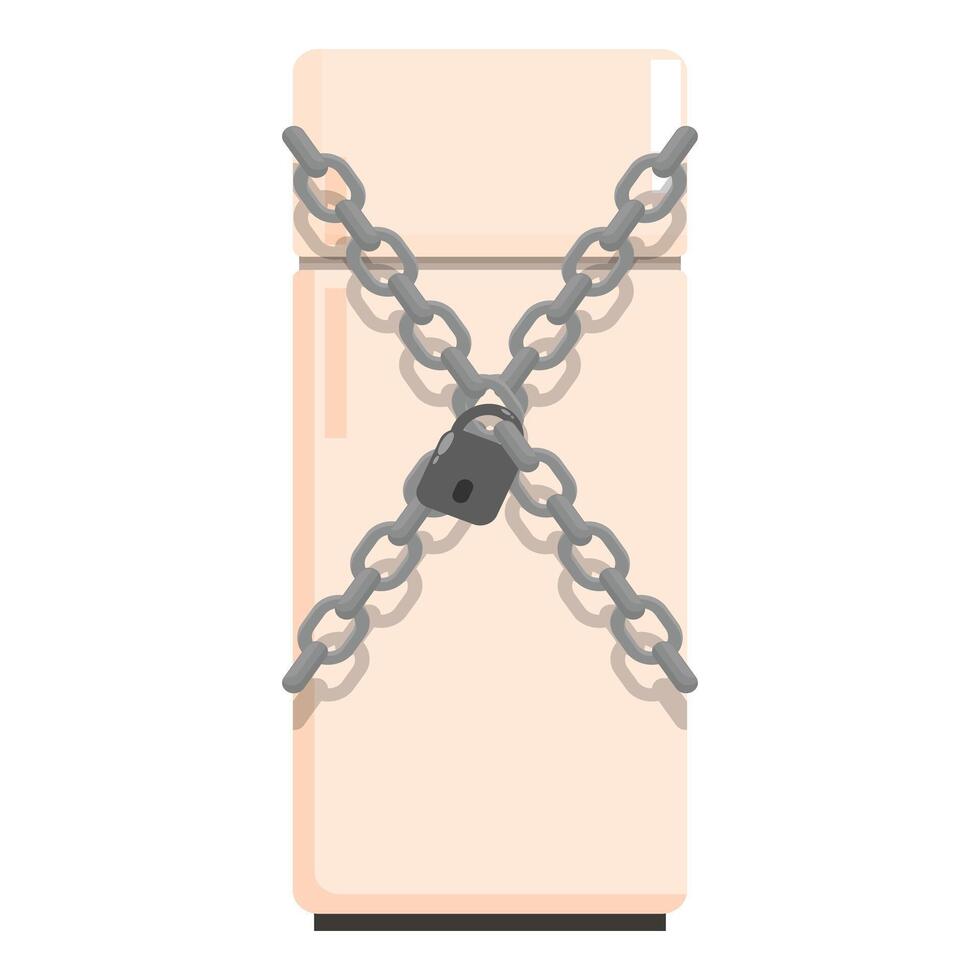 Locked refrigerator symbolizing dieting and food restriction vector
