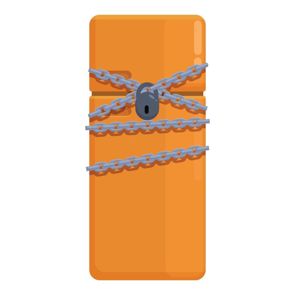 Refrigerator with chains and padlock representing dieting and healthy lifestyle vector