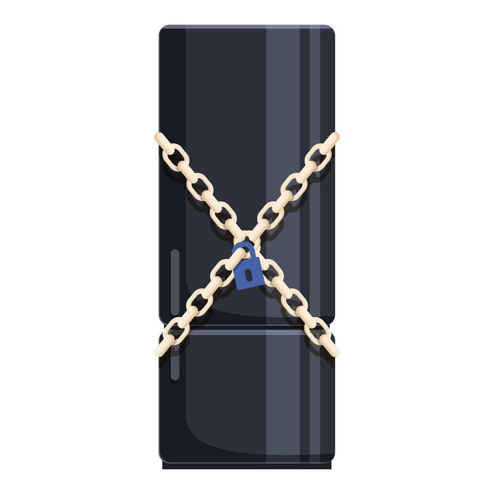 Modern refrigerator locked with chains and padlock for diet vector