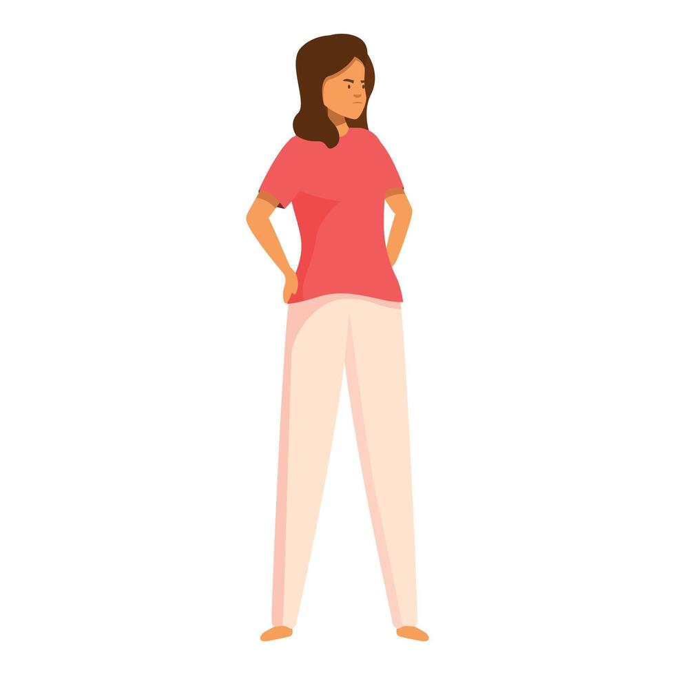 Young woman standing with hands on hips looking determined vector