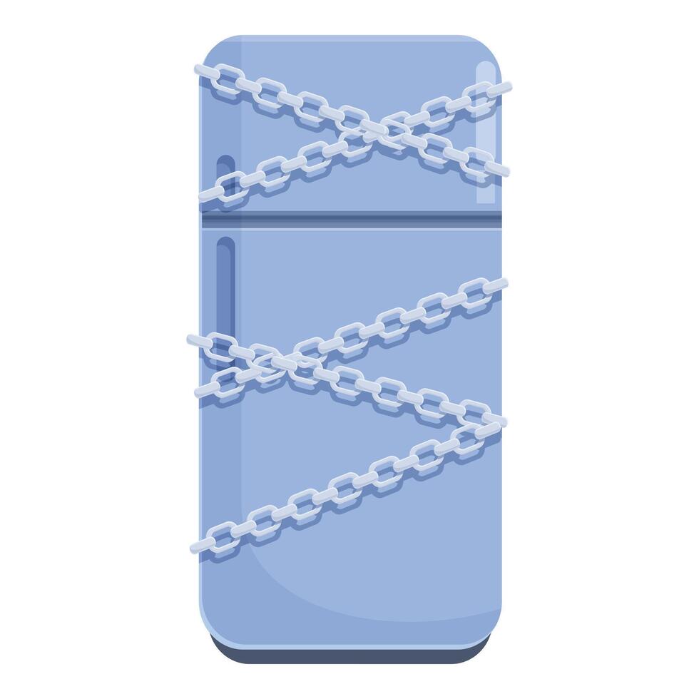 Refrigerator is chained with metal chain for diet concept vector