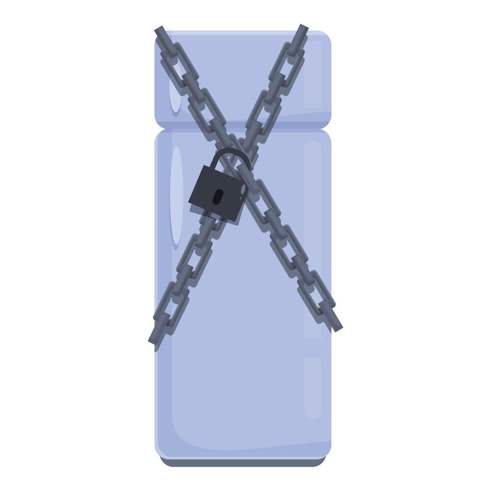 Locked refrigerator symbolizing dieting and food restriction concept vector