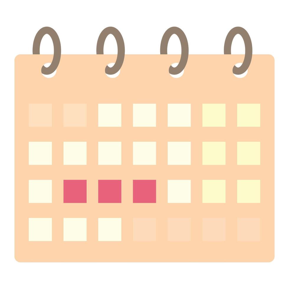 Calendar showing menstrual cycle with period days marked vector