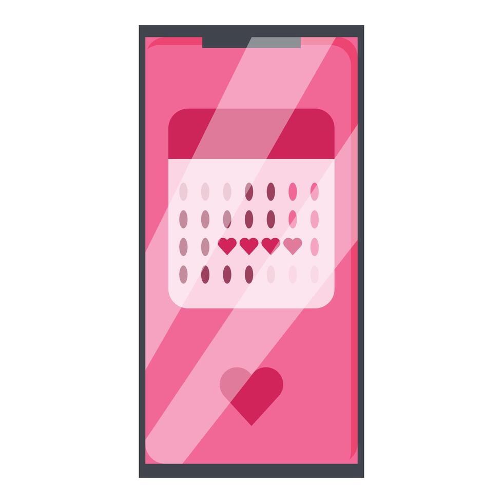 Smartphone showing menstrual cycle tracking app interface vector