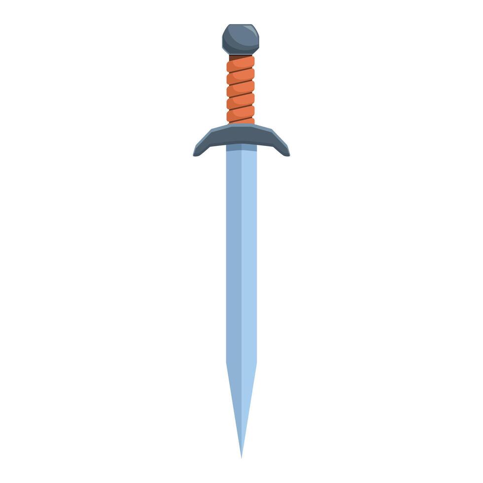 Cartoon style sword with a wrapped handle pointing down vector