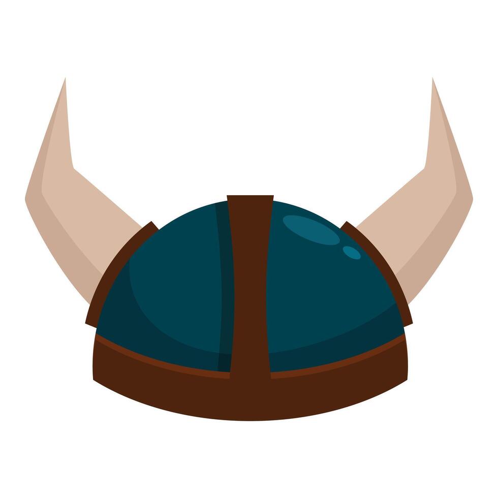 Cartoon viking helmet with horns pointing upwards vector